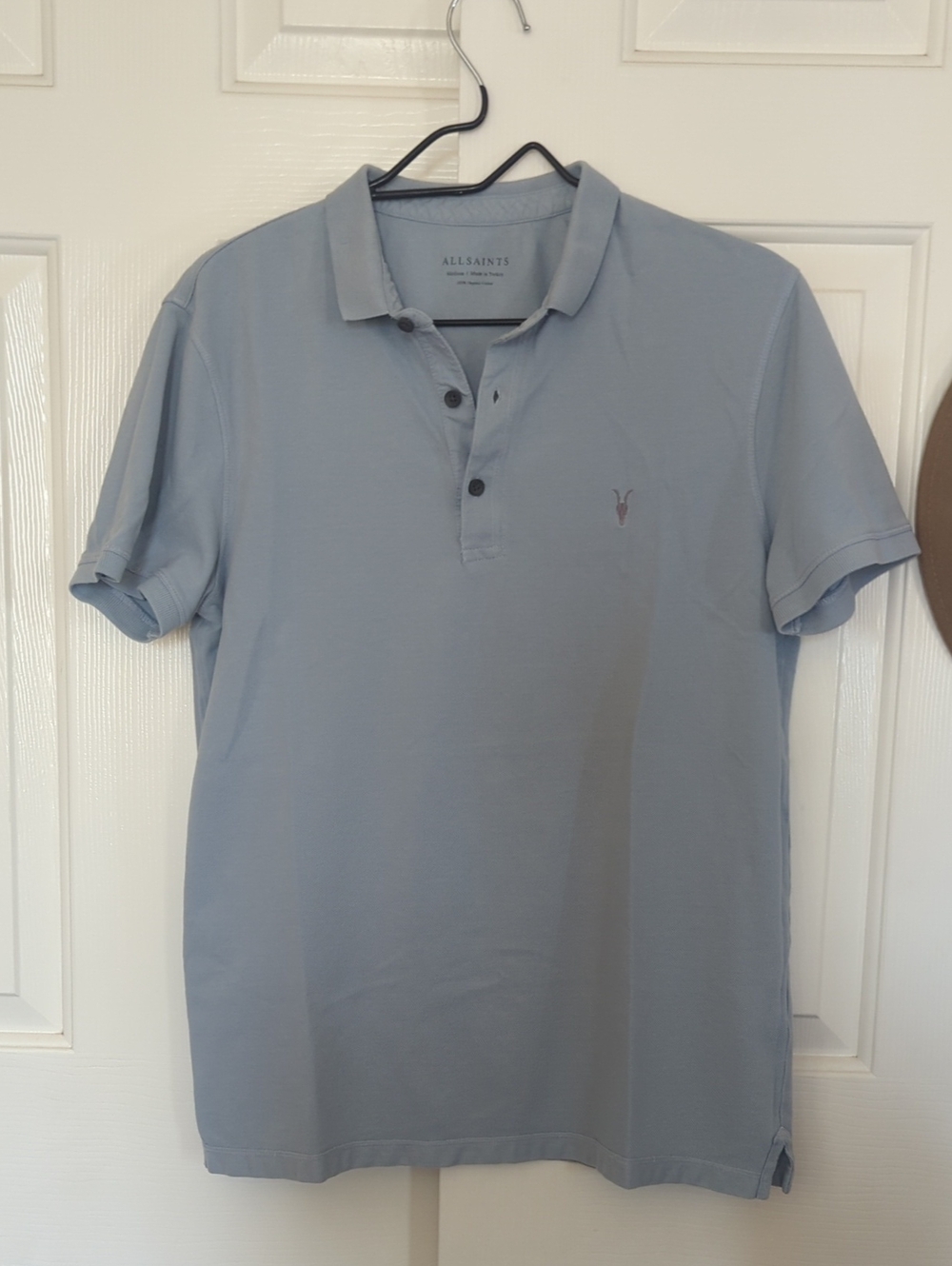 All Saints Pale Blue Polo with Subtle Logo